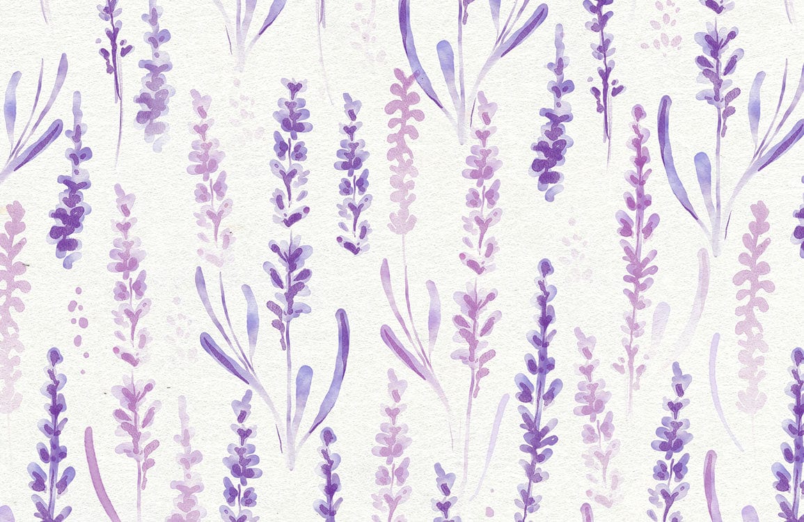 Lavender Bliss Watercolour Floral Pattern Wallpaper in Soft Purple Hues