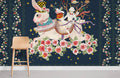 Rabbits Flowers & Girl Wallpaper Mural