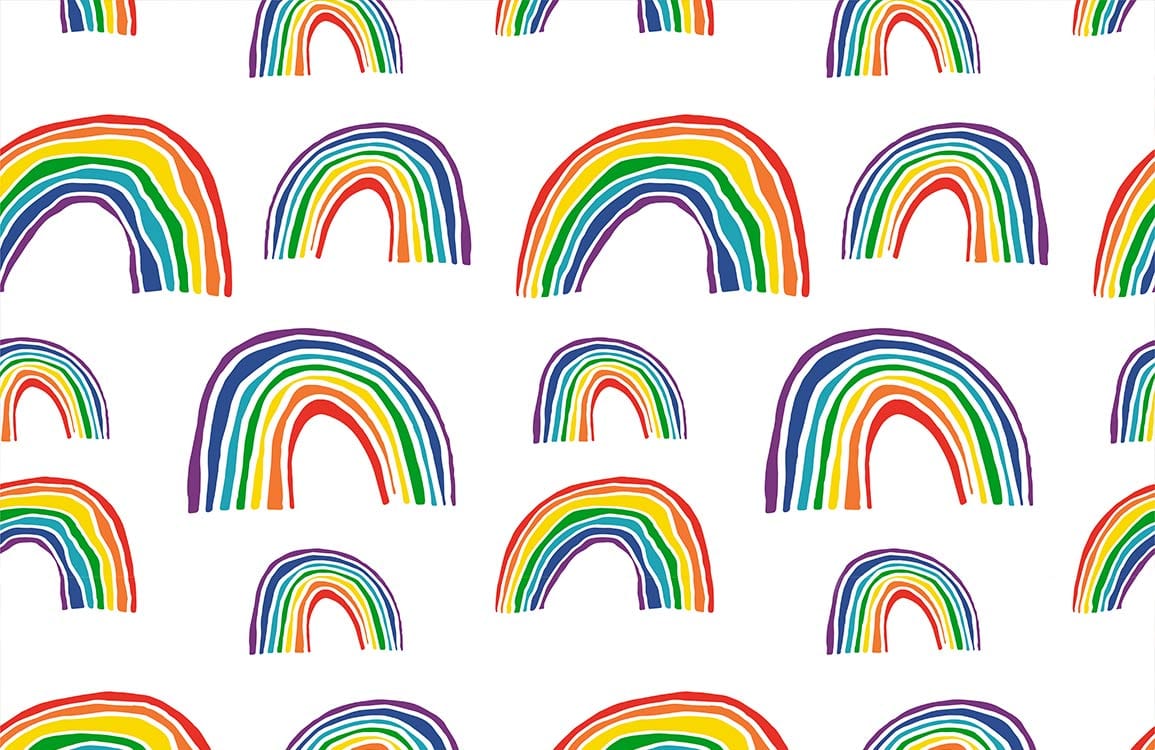 Vibrant Rainbow Patterned Wallpaper for Colourful Kids' Room Decor Delight