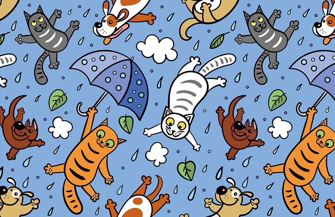 Raining Cats & Dogs Wallpaper Mural