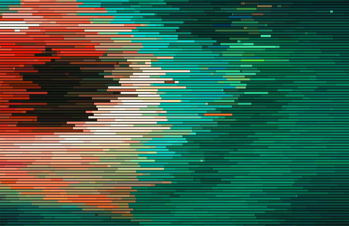 Vibrant Abstract Pixel Art Wallpaper - Red Green Retro Optical Illusion Design