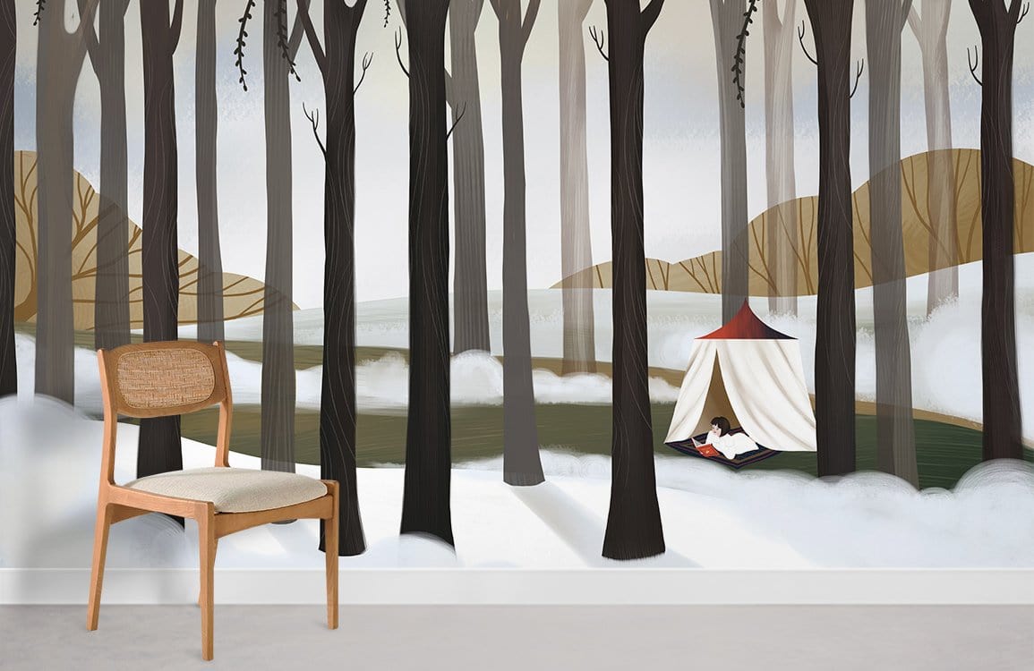 Reading in The Woods Wallpaper Mural