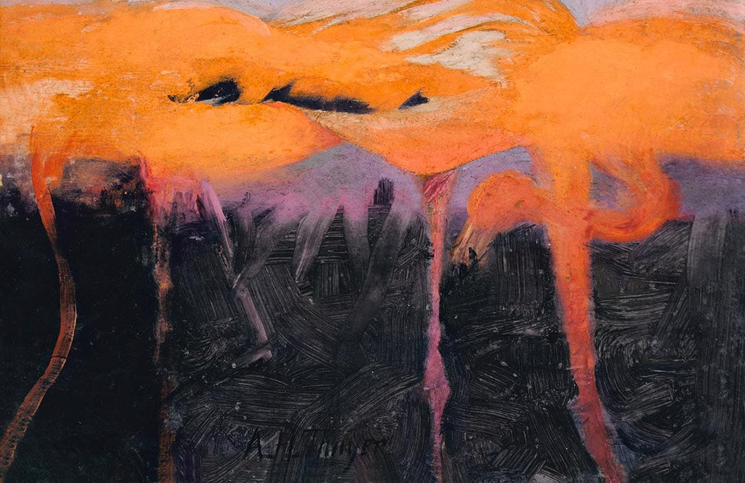 Abstract Orange and Purple Landscape Mural Wallpaper - Modern Artistic Design