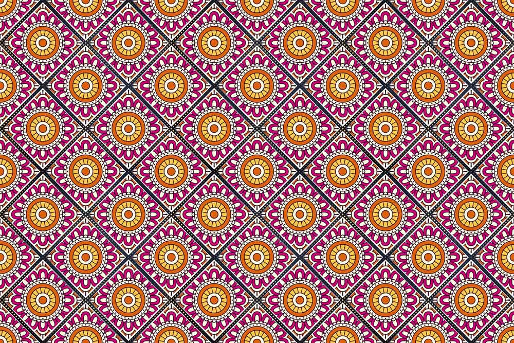 Vibrant Retro Geometric Pattern Wallpaper in Orange and Pink Hues