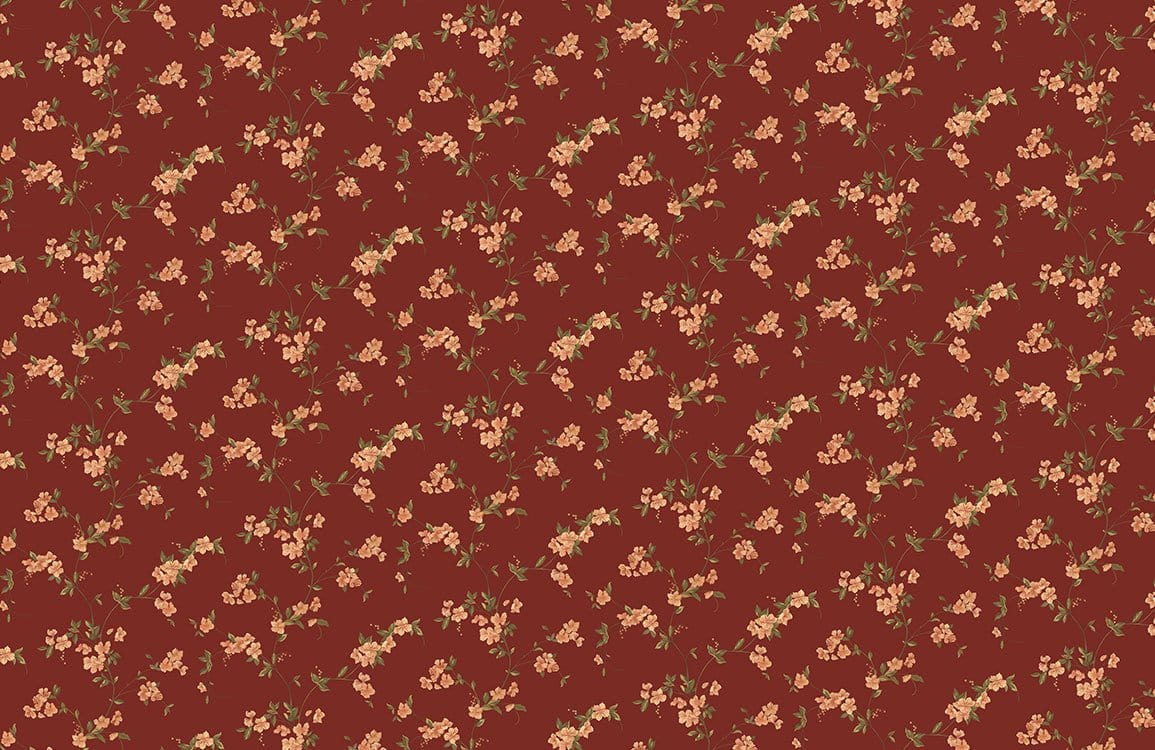 Elegant Vintage Floral Wallpaper, Rich Maroon Background, Timeless Botanical Charm
