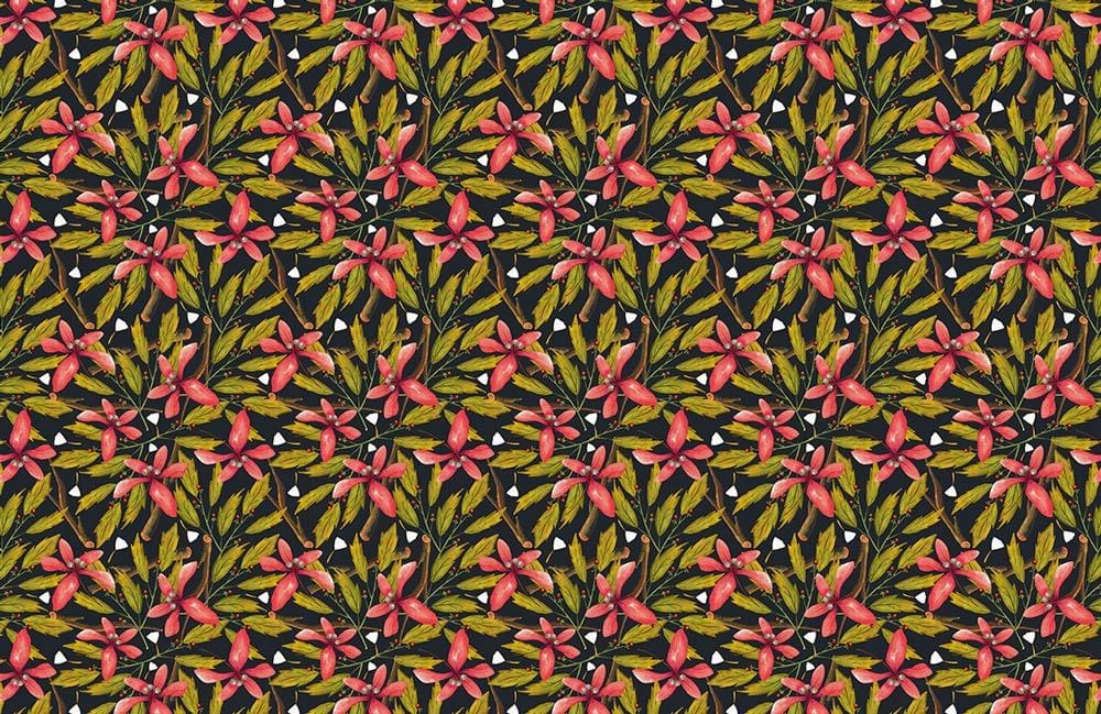 Vibrant Tropical Floral Pattern Wallpaper in Lush Green and Pink Tones