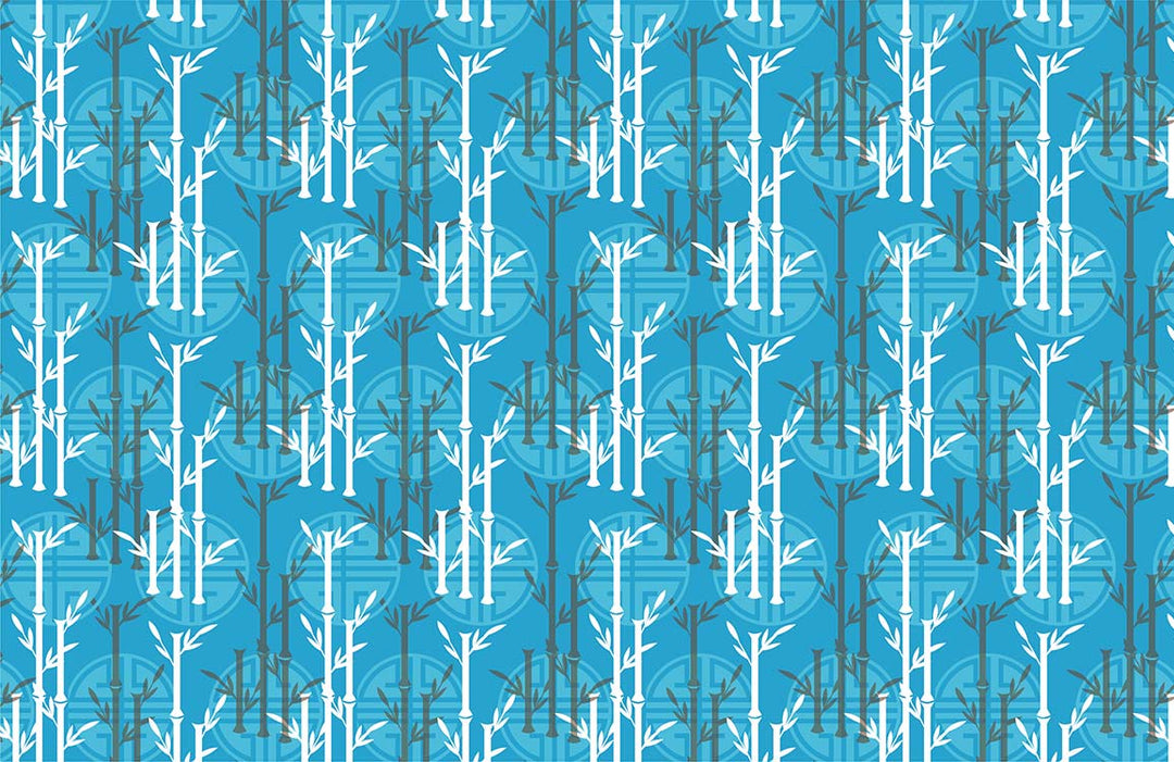 Bamboo Forest Teal Blue Contemporary Minimalist Nature Wallpaper Design