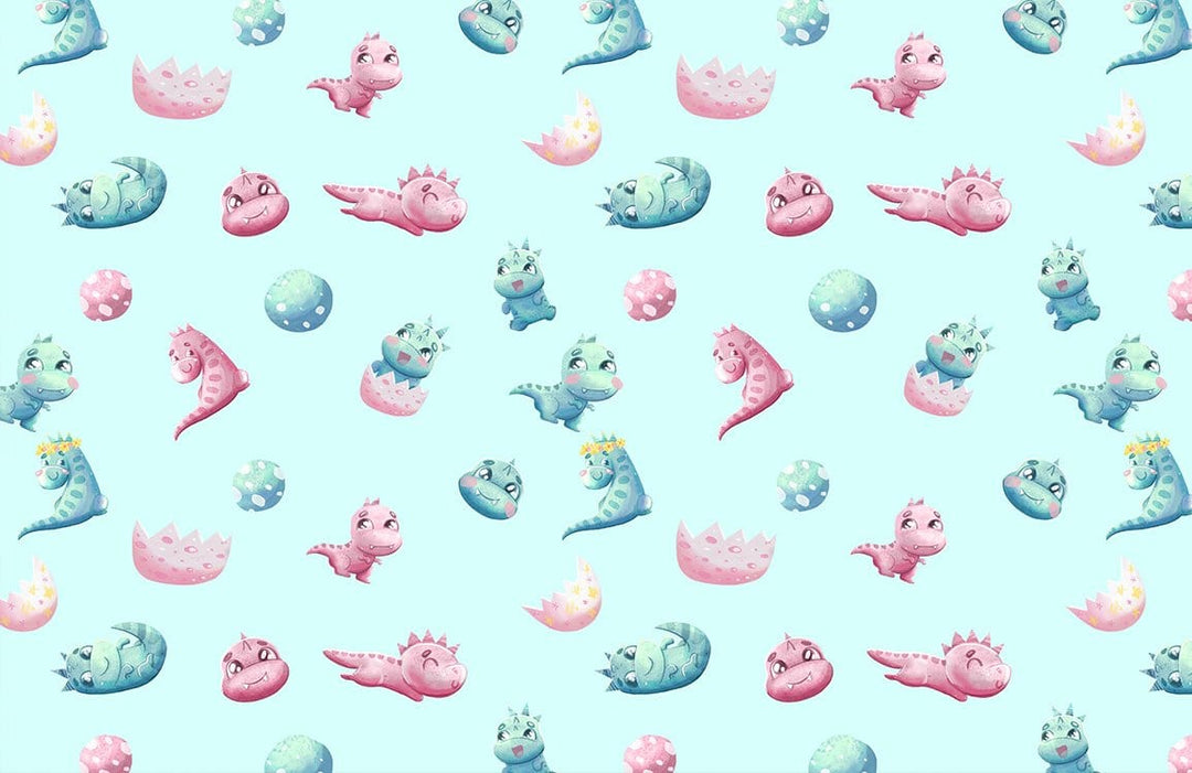 Pastel Dragon Baby Nursery Wallpaper - Cute Pink and Blue Pattern Design