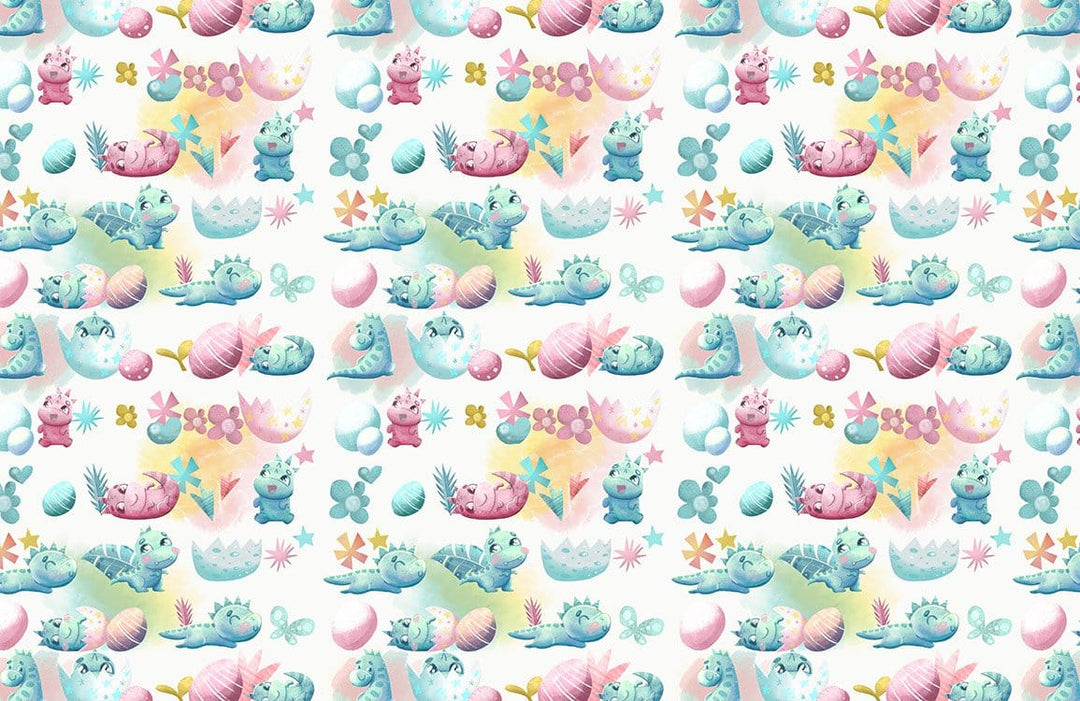 Whimsical Pastel Fantasy Creatures Nursery Wallpaper - Playful Children's Room Decor