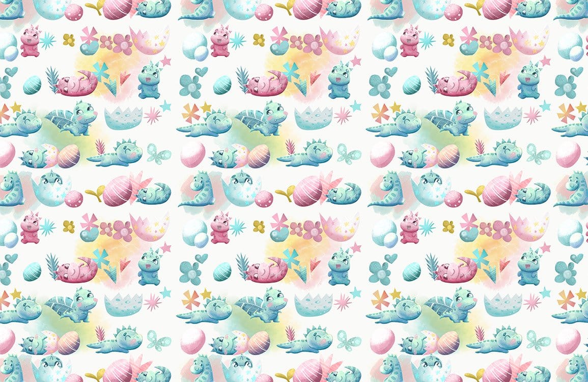 Whimsical Pastel Fantasy Creatures Nursery Wallpaper - Playful Children's Room Decor