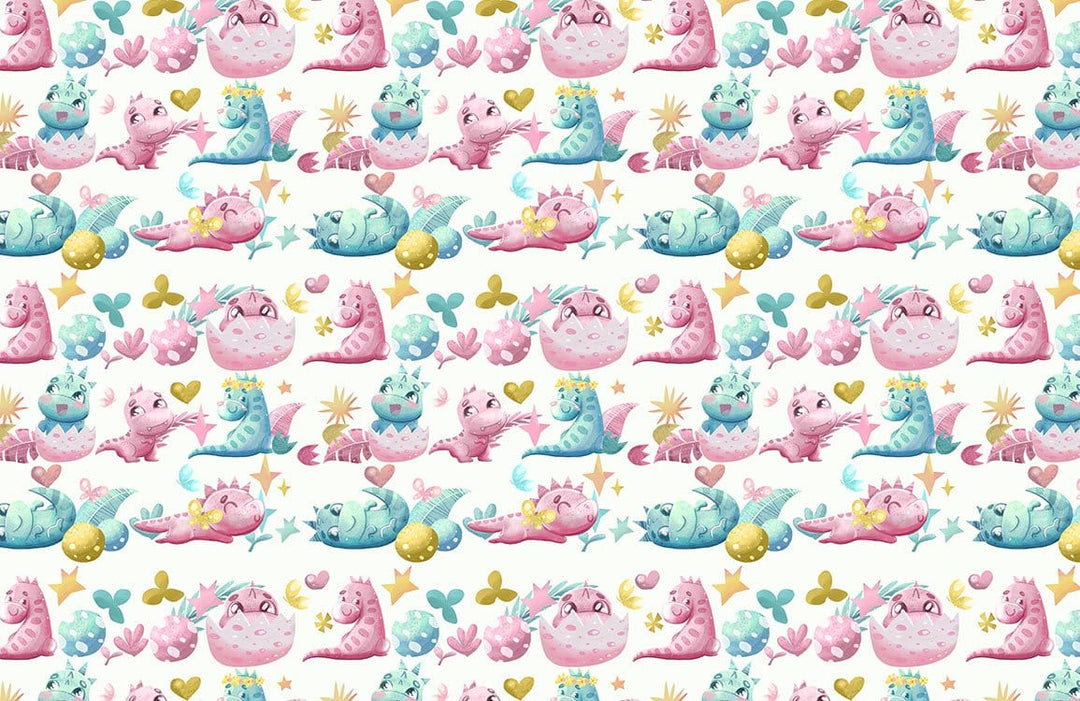 Enchanting Pastel Fantasy Creatures Nursery Wallpaper: Pink, Blue, Yellow Delight