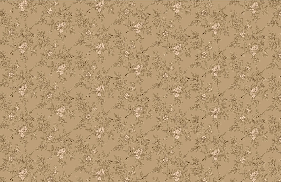 Vintage Floral Pattern Beige Botanical Wallpaper for Elegant Interior Decor