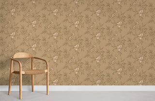 Brown Repeat Flowers Wallpaper Mural
