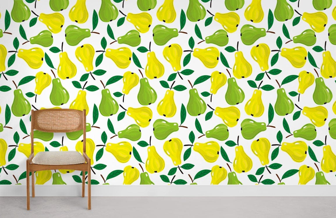 Green & Yellow Pears Wallpaper Mural