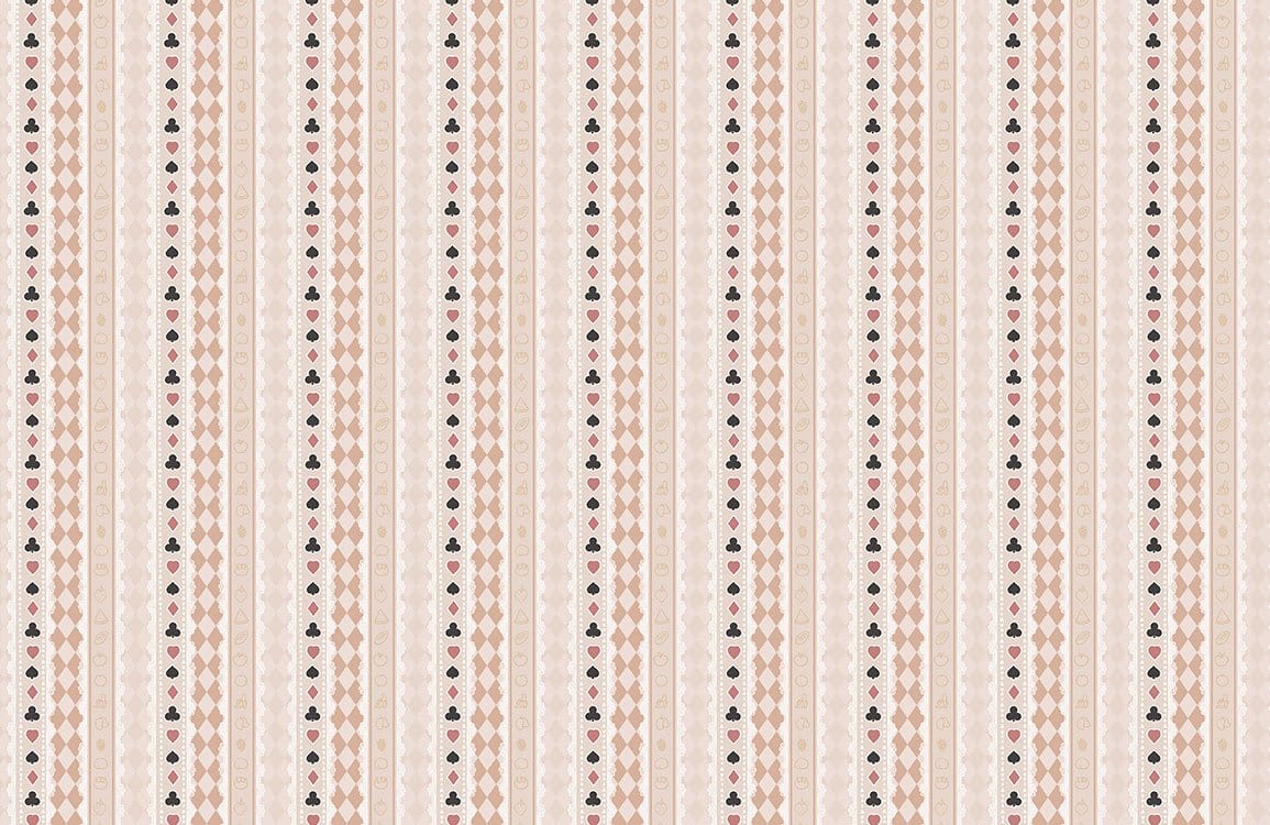Vintage Stripe Wallpaper in Soft Beige and Pink Floral Design