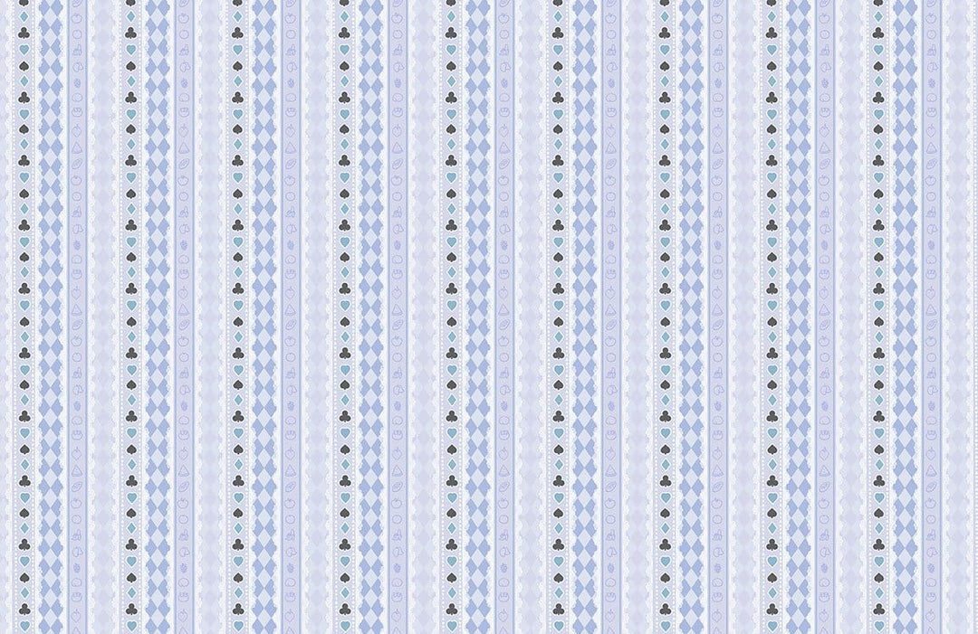 Vintage Blue Striped Floral Pattern Wallpaper for Classic Interiors Décor
