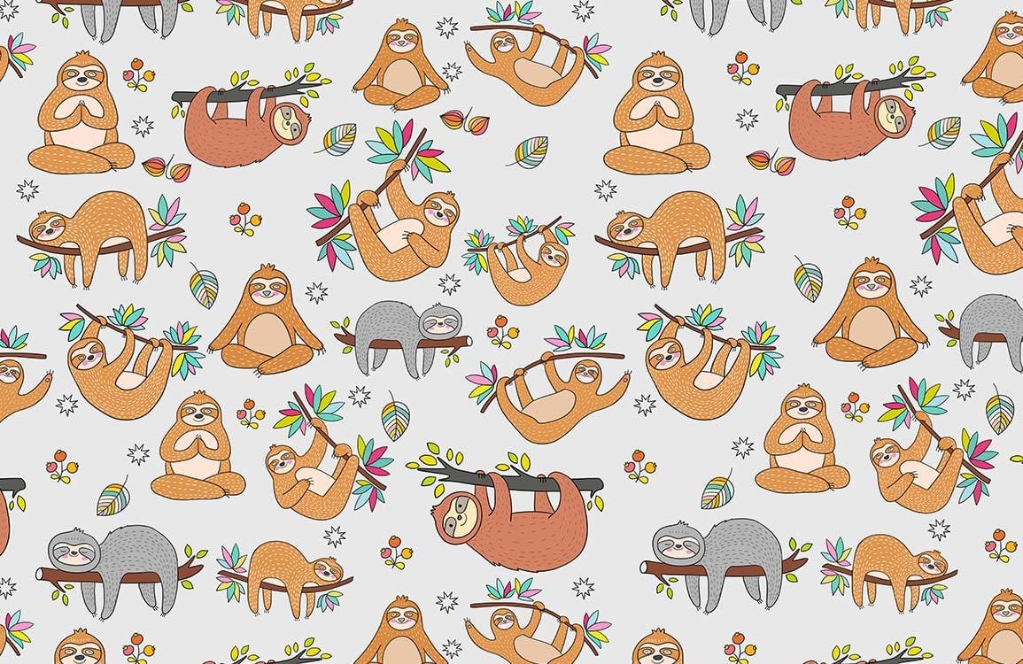 Cute Sloth Wallpaper Mural
