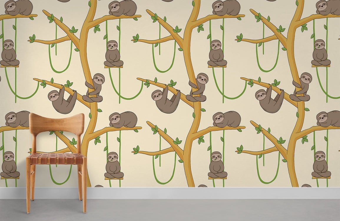 Leisure Sloth Wallpaper Mural Room