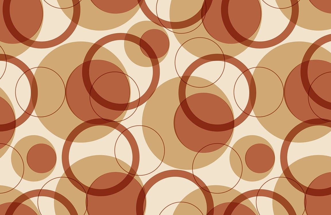 Retro Circles Autumn Tones Geometric Pattern Wallpaper - Vintage Style Décor