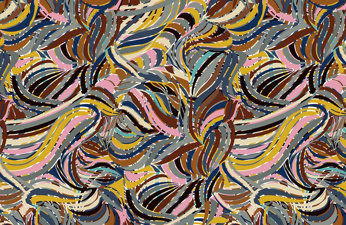 Abstract Swirl Multicolour Retro Pattern Wallpaper for Creative Interiors