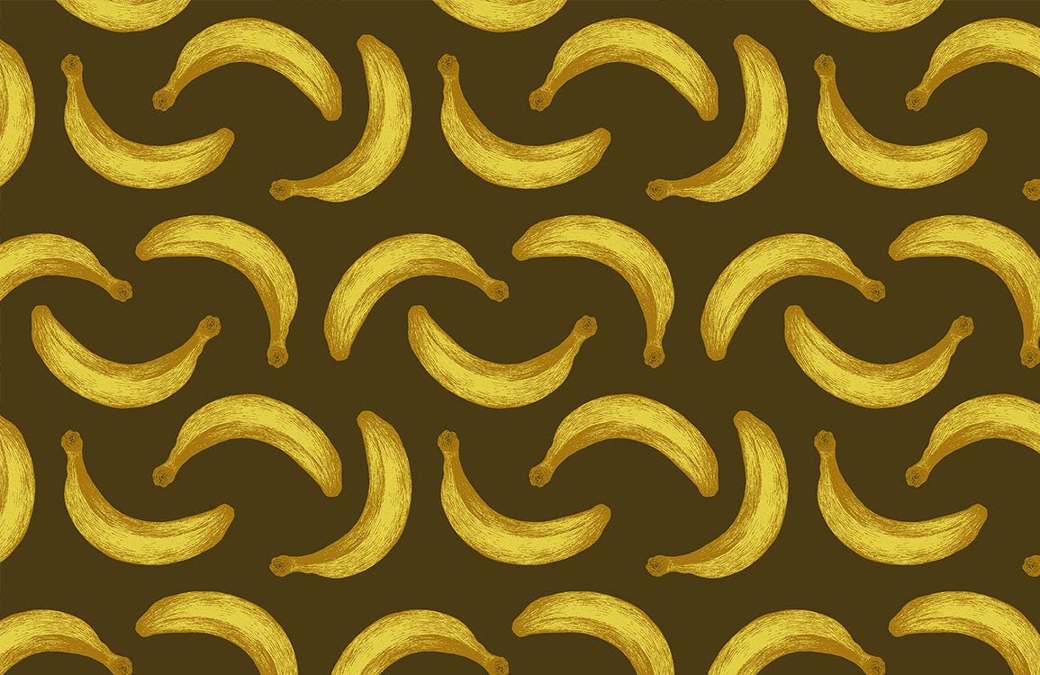 Vintage Banana Pattern Wallpaper in Warm Earthy Tones for Retro Decor.