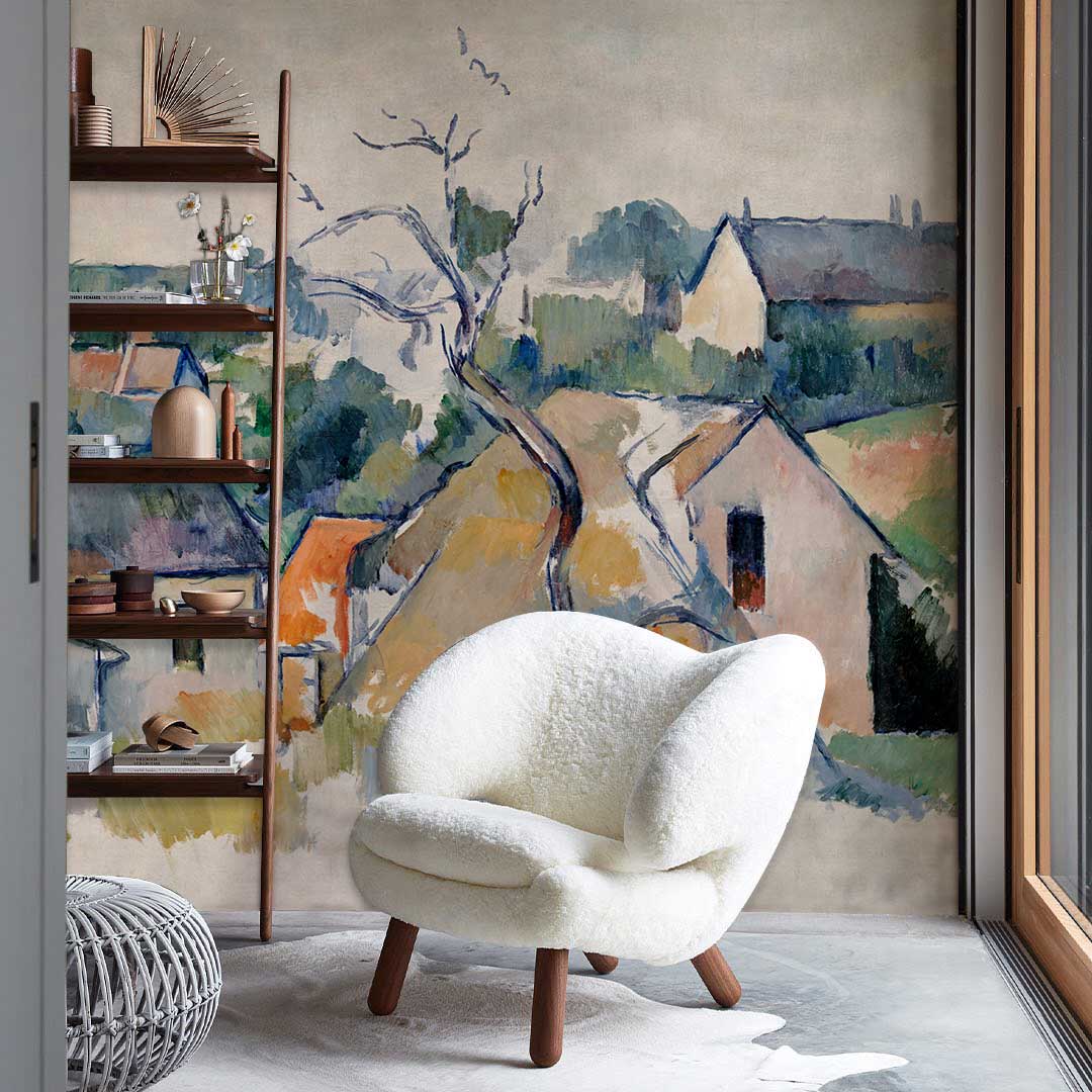 Rustic Countryside Mural Wallpaper: Soft Pastel Landscape for Timeless ...