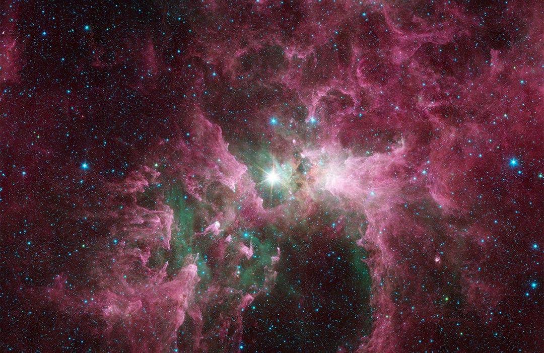 Galactic Nebula Stardust Mural Wallpaper - Cosmic Pink and Green Design