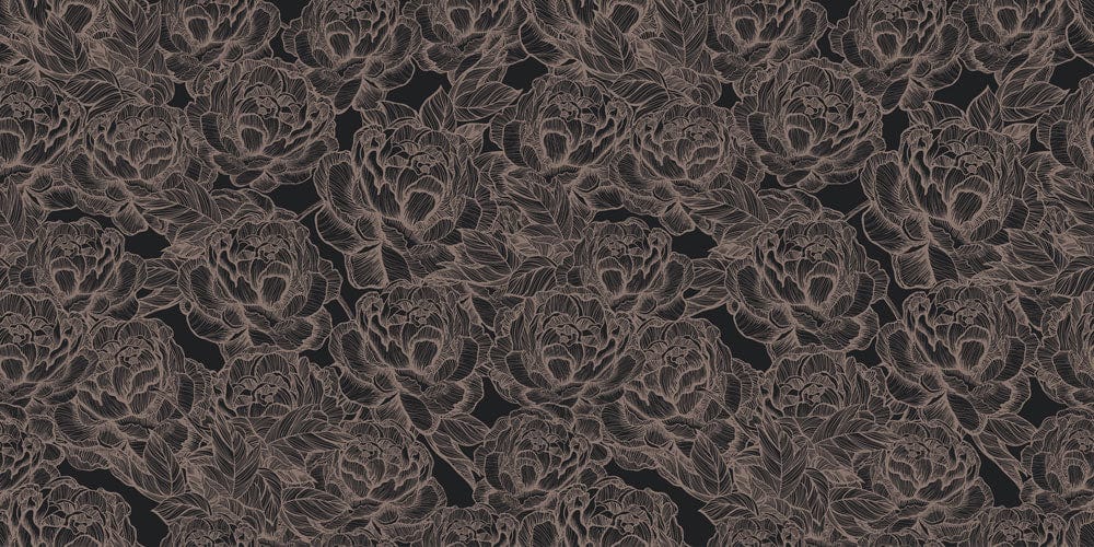 Elegant Charcoal Floral Wallpaper with Vintage Botanical Pattern Design