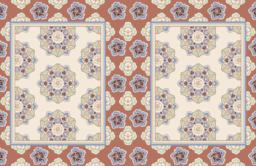 Vintage Mandala Motif Wallpaper in Earthy Tones for Classic Interiors