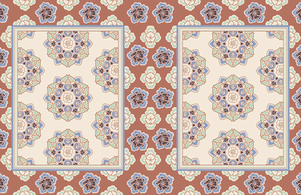 Vintage Mandala Motif Wallpaper in Earthy Tones for Classic Interiors