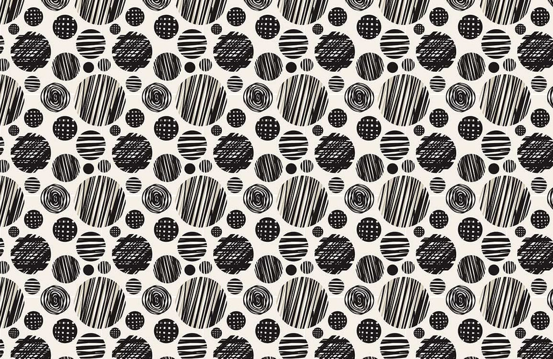 Monochrome Modern Geometric Circle Pattern Wallpaper for Contemporary Interiors
