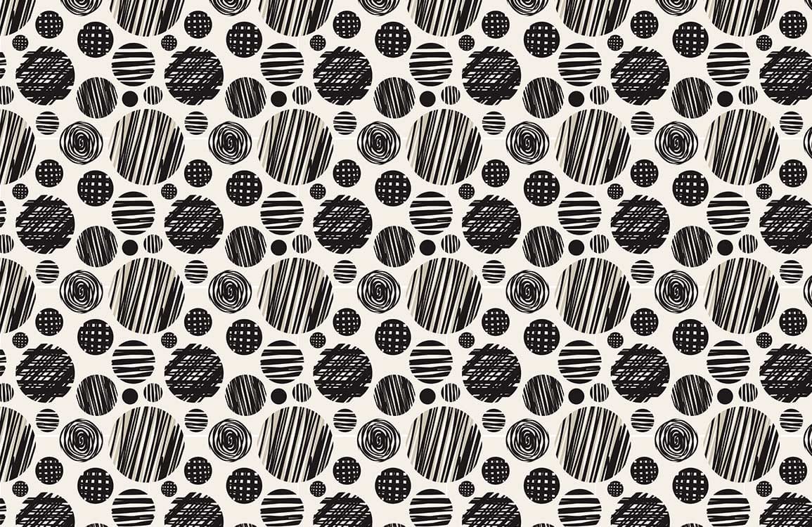 Monochrome Modern Geometric Circle Pattern Wallpaper for Contemporary Interiors