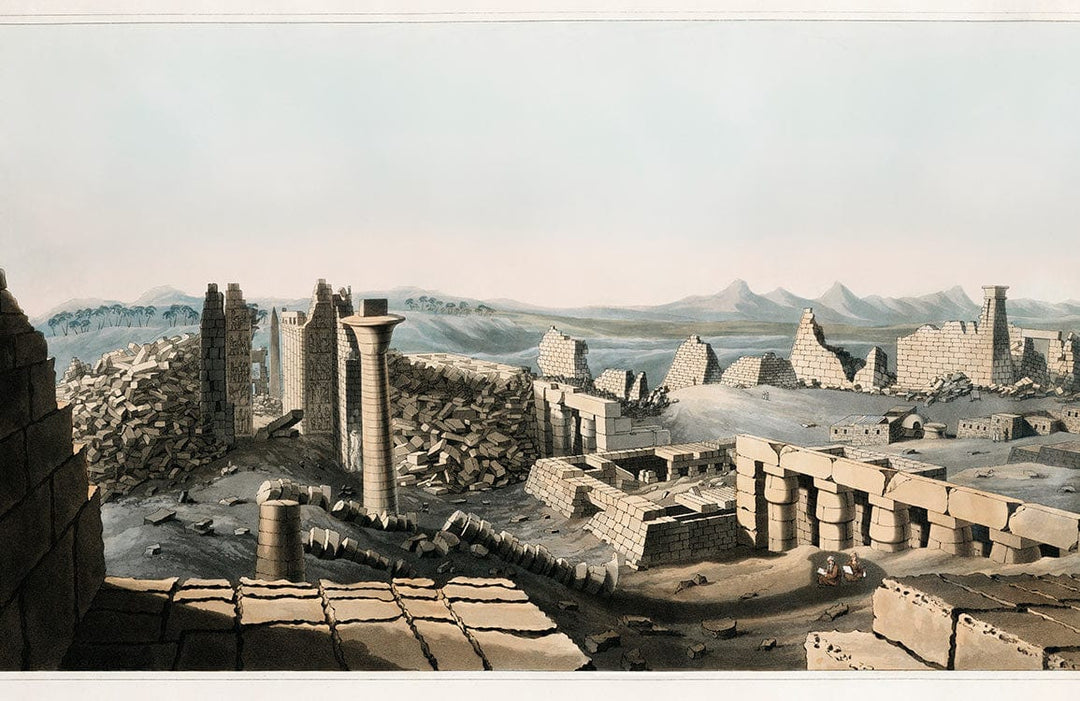 Ancient Ruins Mural Wallpaper - Vintage Desert Landscape in Soft Neutrals