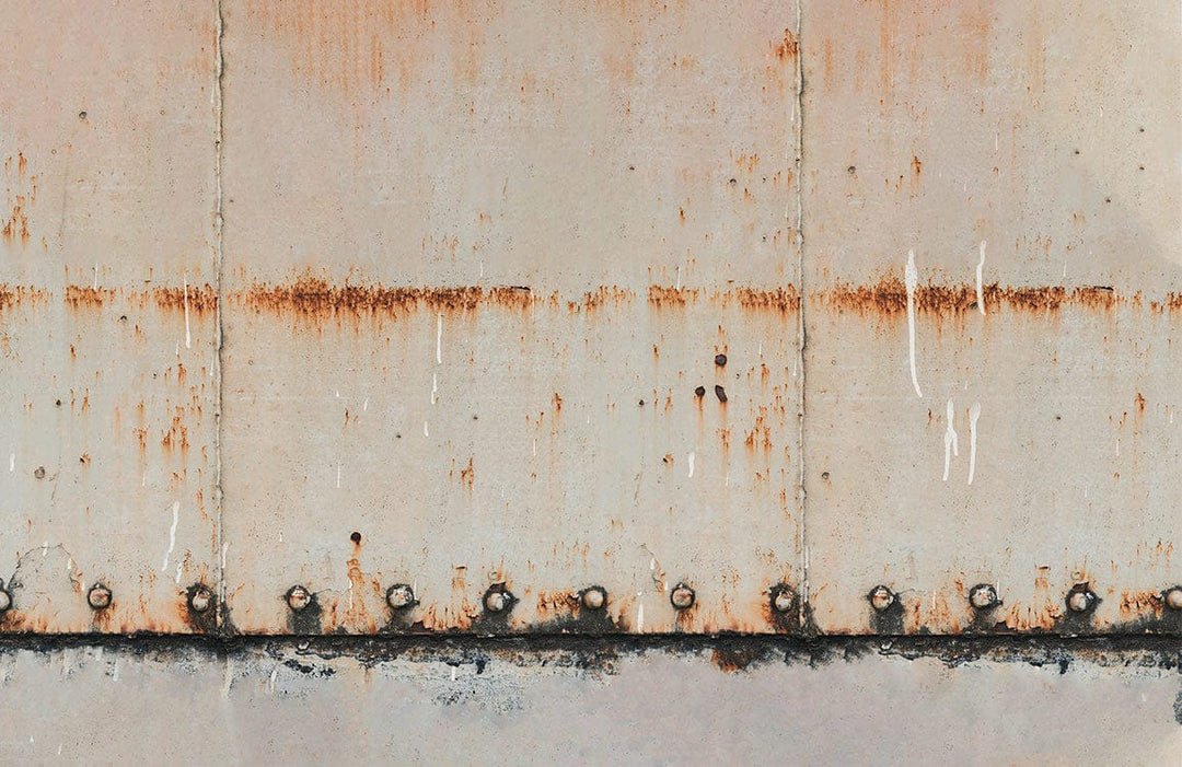 Industrial Urban Rusted Metal Effect Wall Mural - Vintage Beige Tones