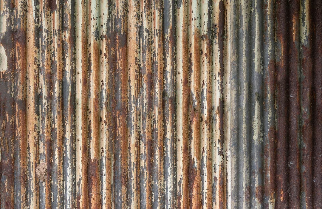 Vintage Rustic Industrial Metal Effect Beige and Brown Wallpaper Design