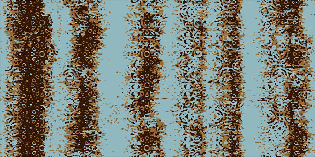 Rustic Teal and Brown Ornate Pattern Wallpaper - Vintage Style Finesse