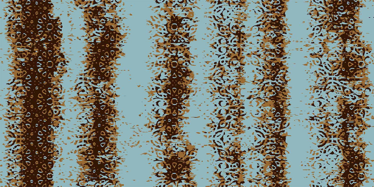 Rustic Teal and Brown Ornate Pattern Wallpaper - Vintage Style Finesse