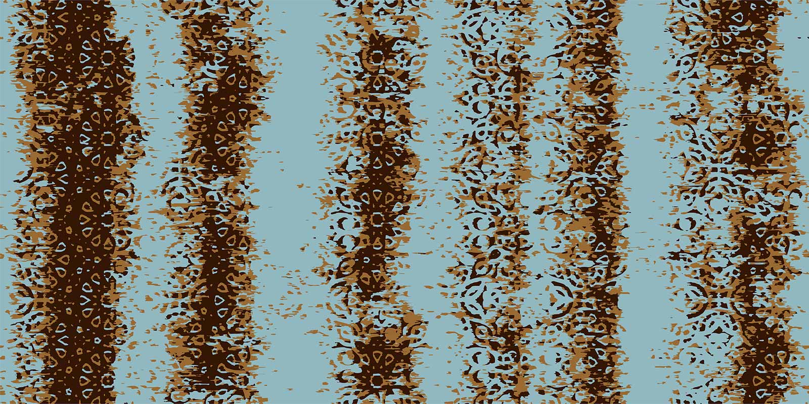 Rustic Teal and Brown Ornate Pattern Wallpaper - Vintage Style Finesse