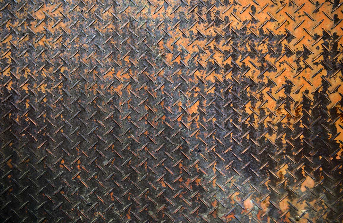 Industrial Rust Metallic Textured Mural Wallpaper in Weathered Brown and Black