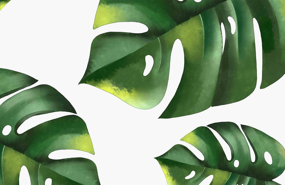 Vibrant Green Monstera Leaf Pattern Wallpaper for Modern Tropical Interiors