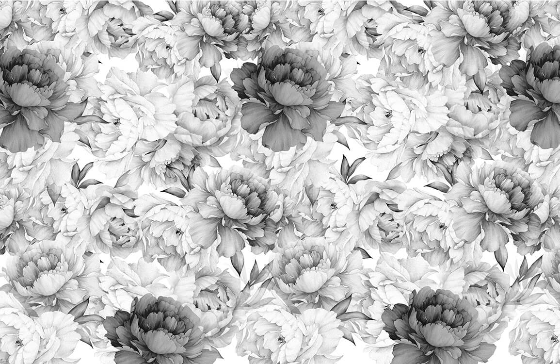 Elegant Monochrome Floral Pattern Wallpaper - Classic Black and White Design