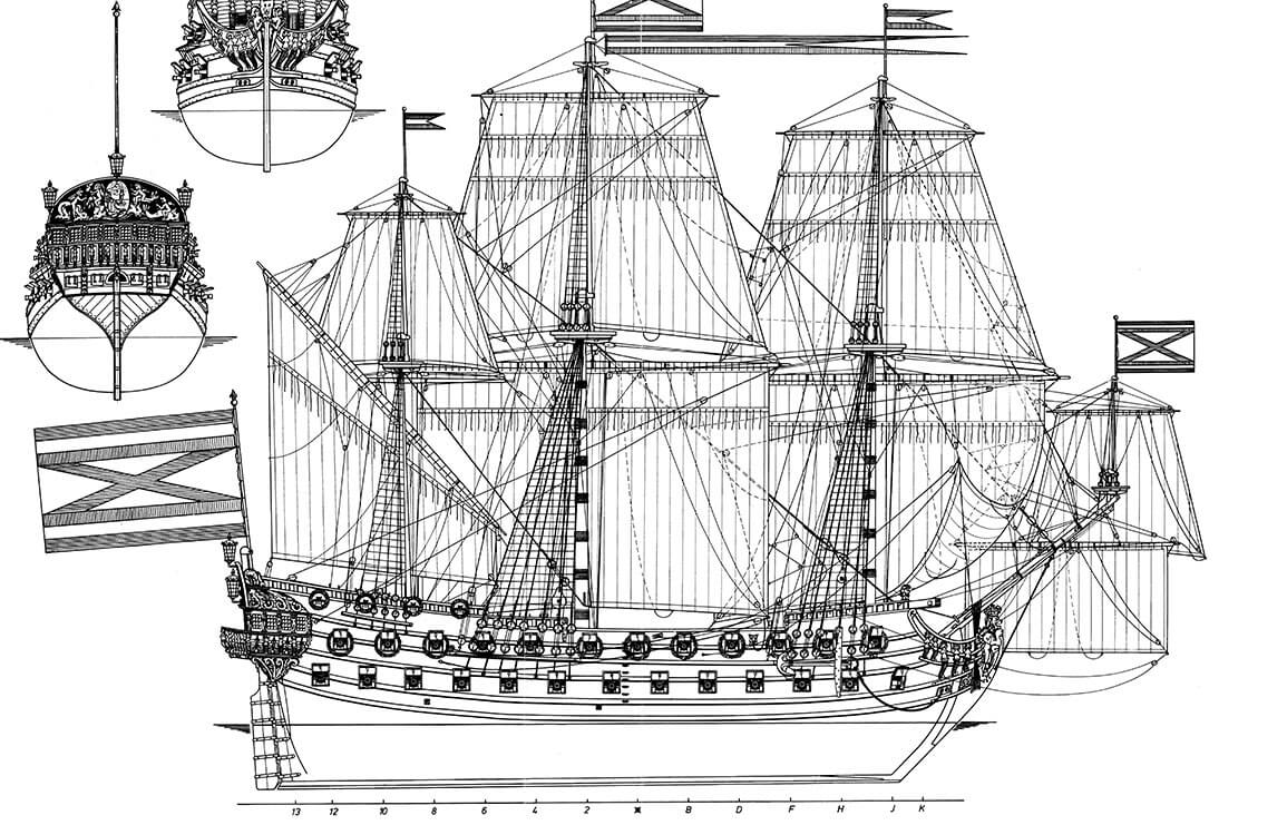 Vintage ship blueprint mural wallpaper, monochrome nautical sketch style, detailed ship design illustration.