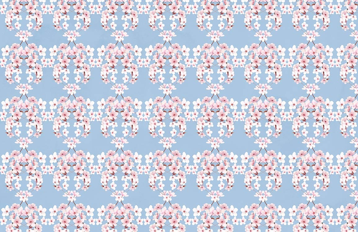 Elegant Blue and Pink Floral Damask Patterned Wallpaper for Stylish Homes