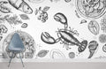 Seafood Wallpaper Mural