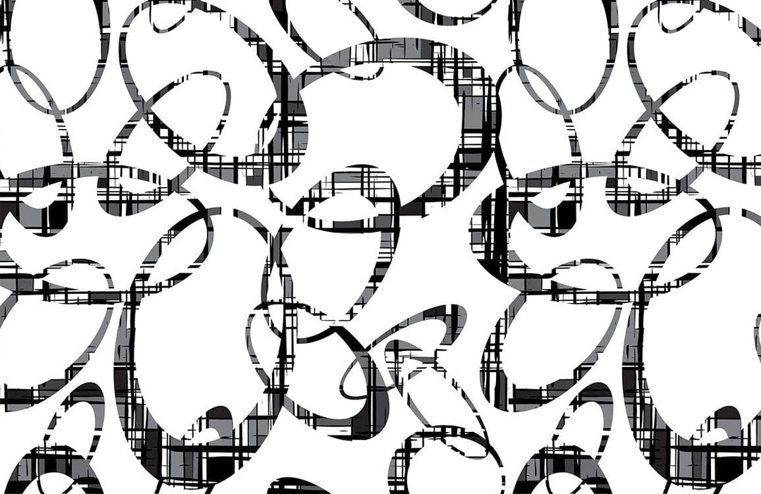 Monochrome Modern Swirl Pattern Wallpaper: Elegant Black and White Geometric Design