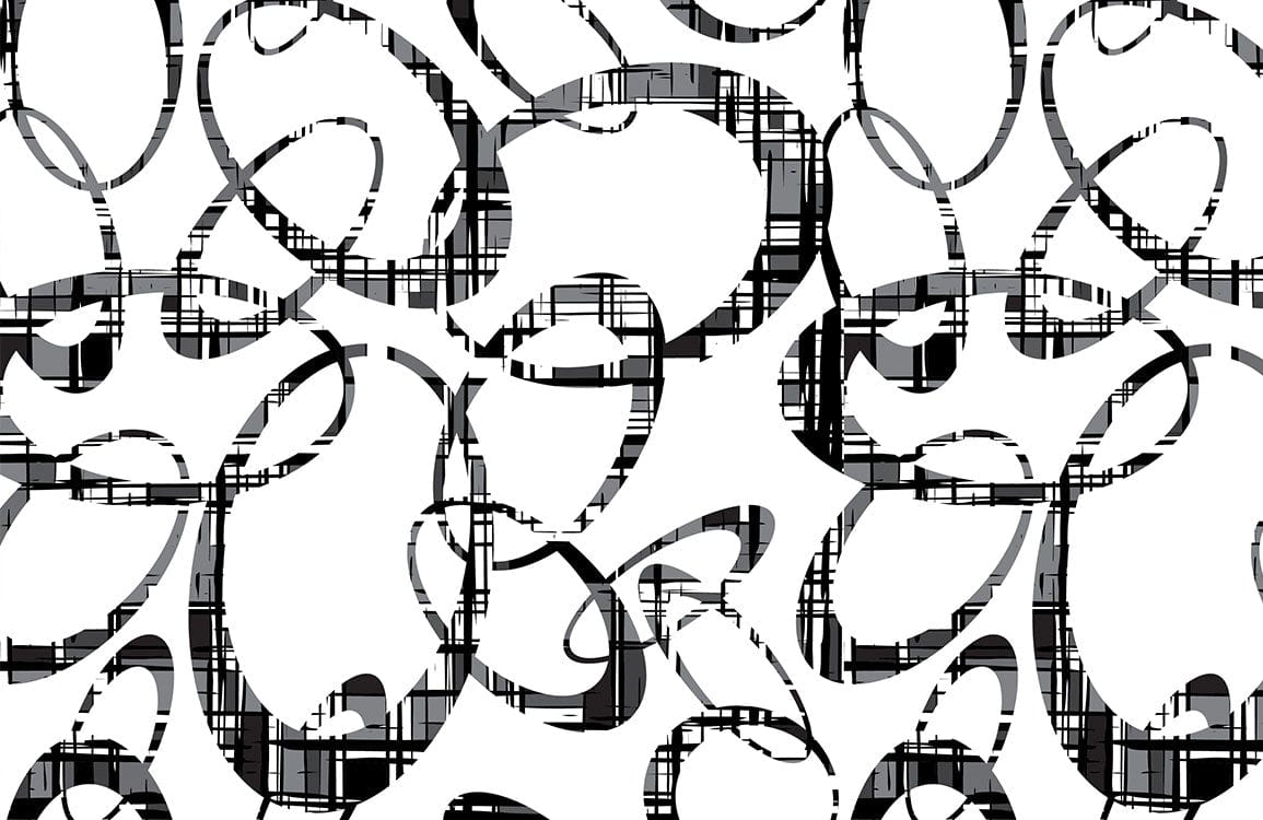 Monochrome Modern Swirl Pattern Wallpaper: Elegant Black and White Geometric Design