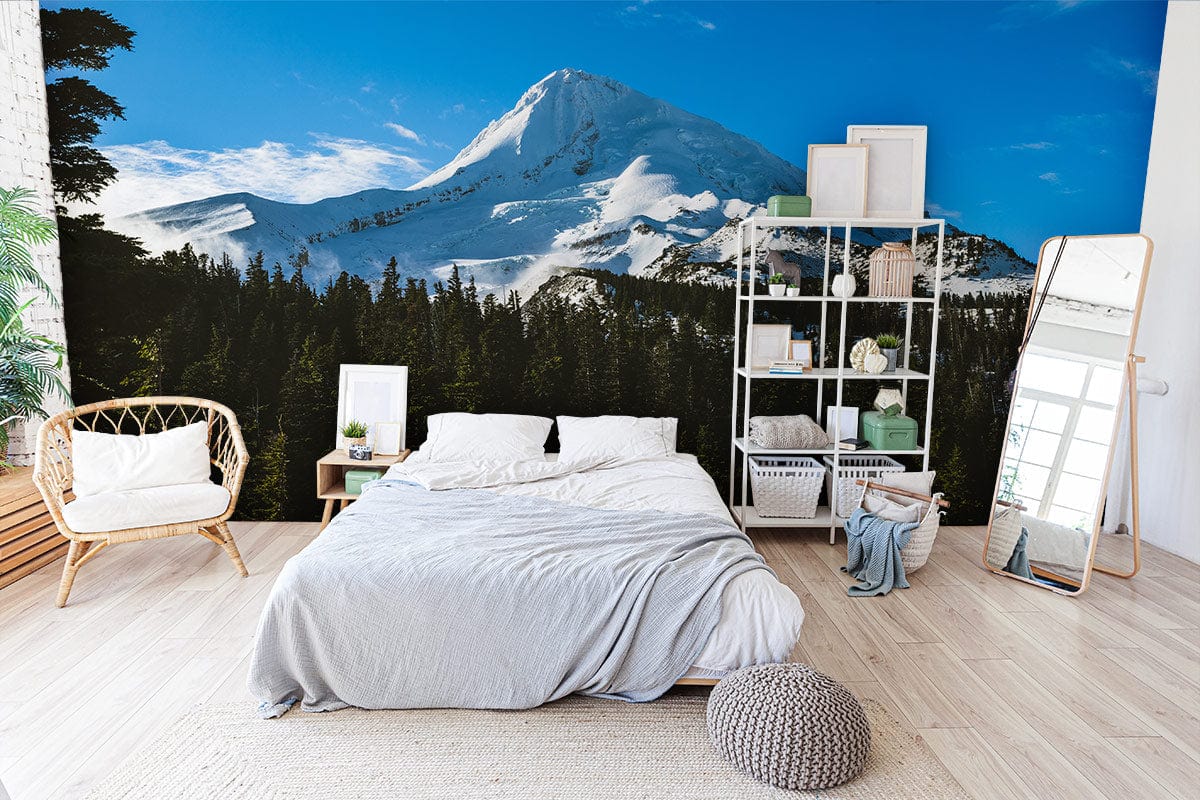 Scenic Snowy Mountain Landscape Mural Wallpaper - Nature's Tranquil ...