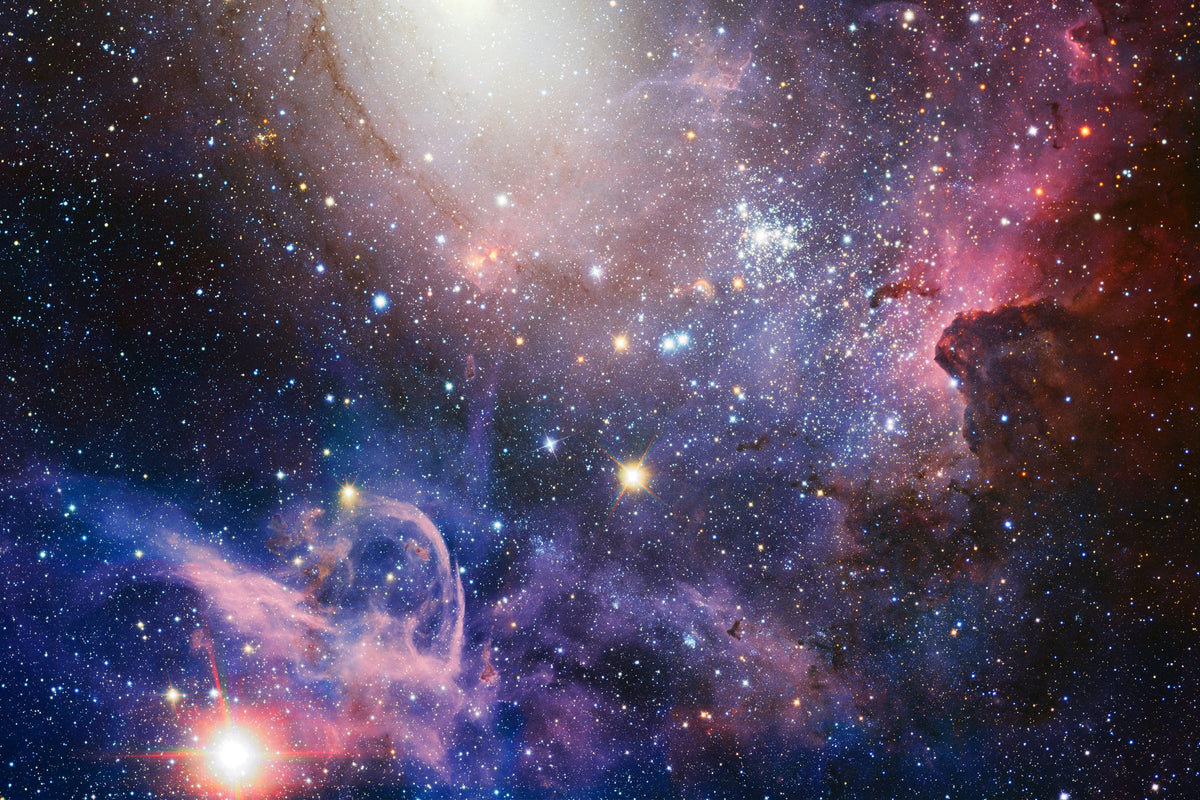 Celestial Galaxy Nebula Mural Wallpaper with Stars - Cosmic Night Design