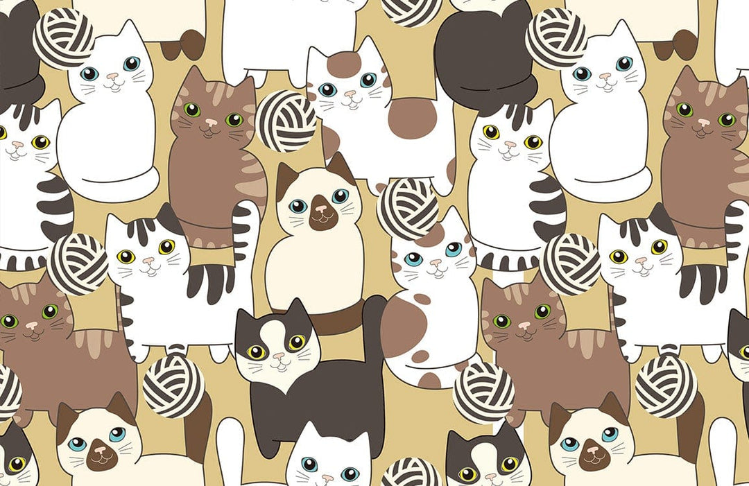 Charming Multicolour Cats Playful Patterned Wallpaper: Whimsical Feline Design Delight