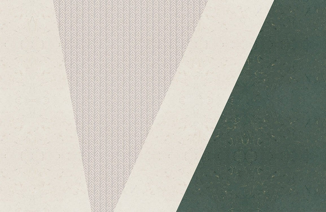 Modern Geometric Green and Grey Triangular Pattern Wallpaper Décor